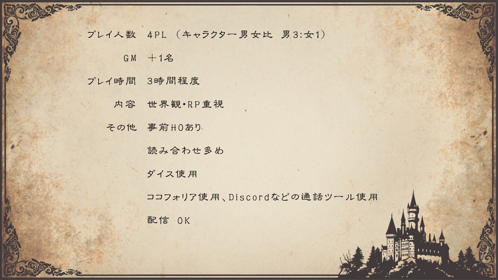 ストーリープレイング風マーダーミステリー『黒翼の宴』