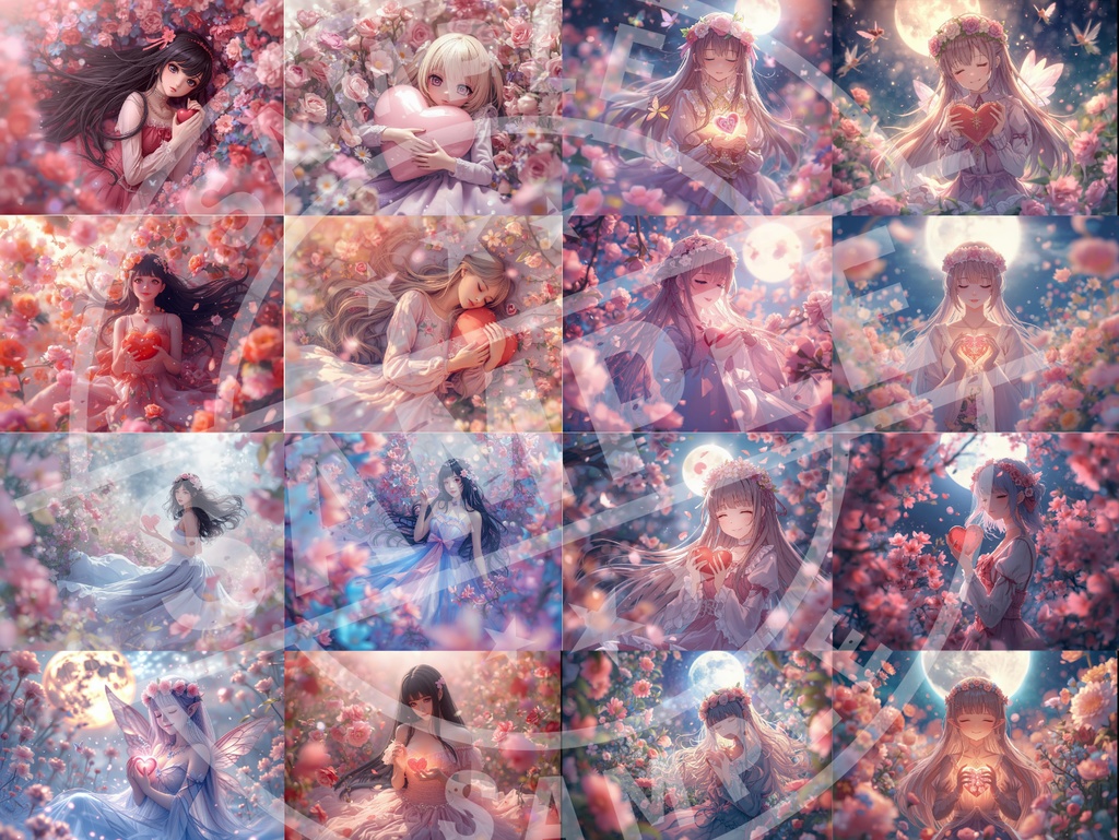 ハートを持つ美少女 32種類イラスト ー商用利用OKー