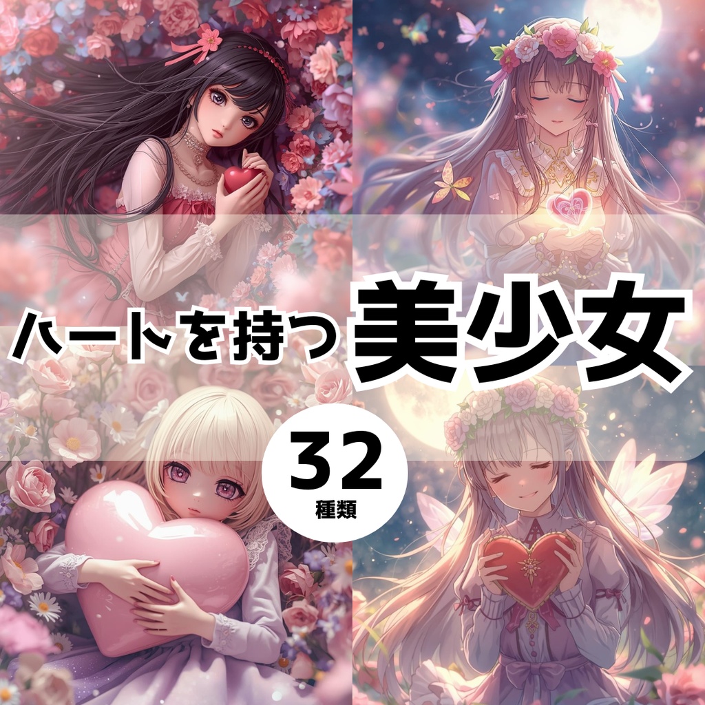 ハートを持つ美少女　32種類イラスト　ー商用利用OKー
