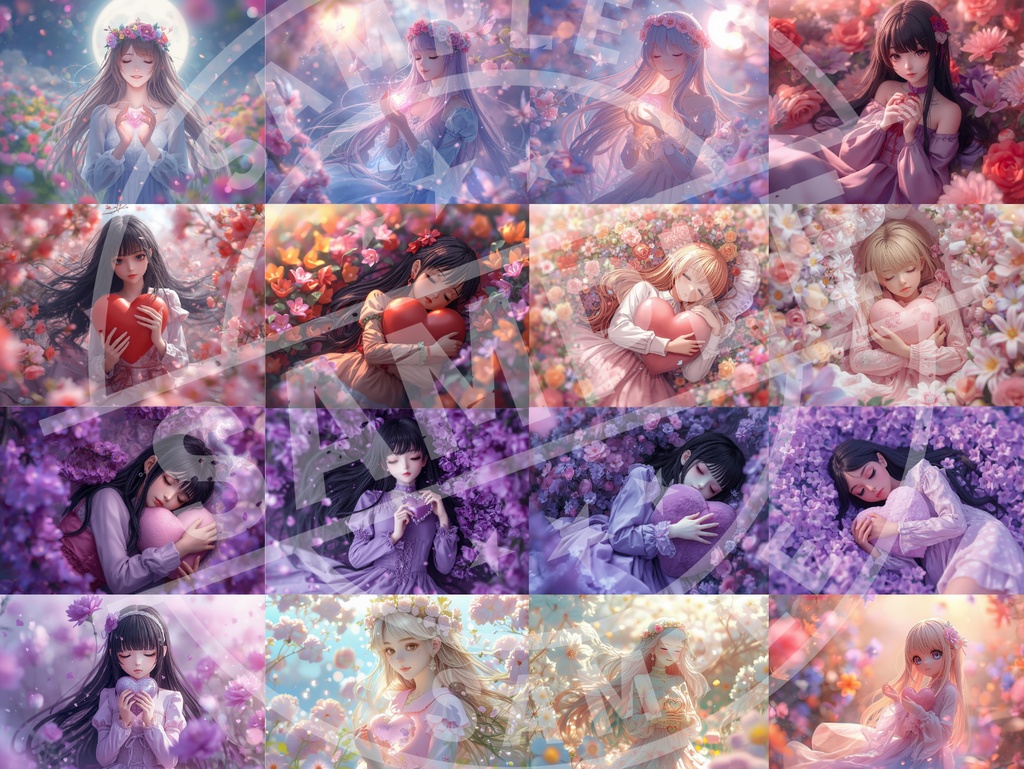 ハートを持つ美少女 32種類イラスト ー商用利用OKー