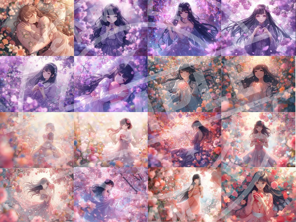 ハートを持つ美少女Ⅱ 32種類イラスト ー商用利用OKー