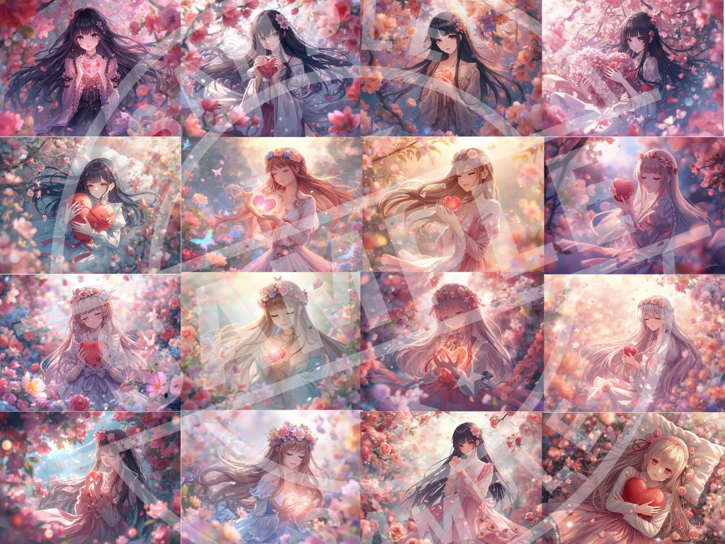 ハートを持つ美少女Ⅱ 32種類イラスト ー商用利用OKー