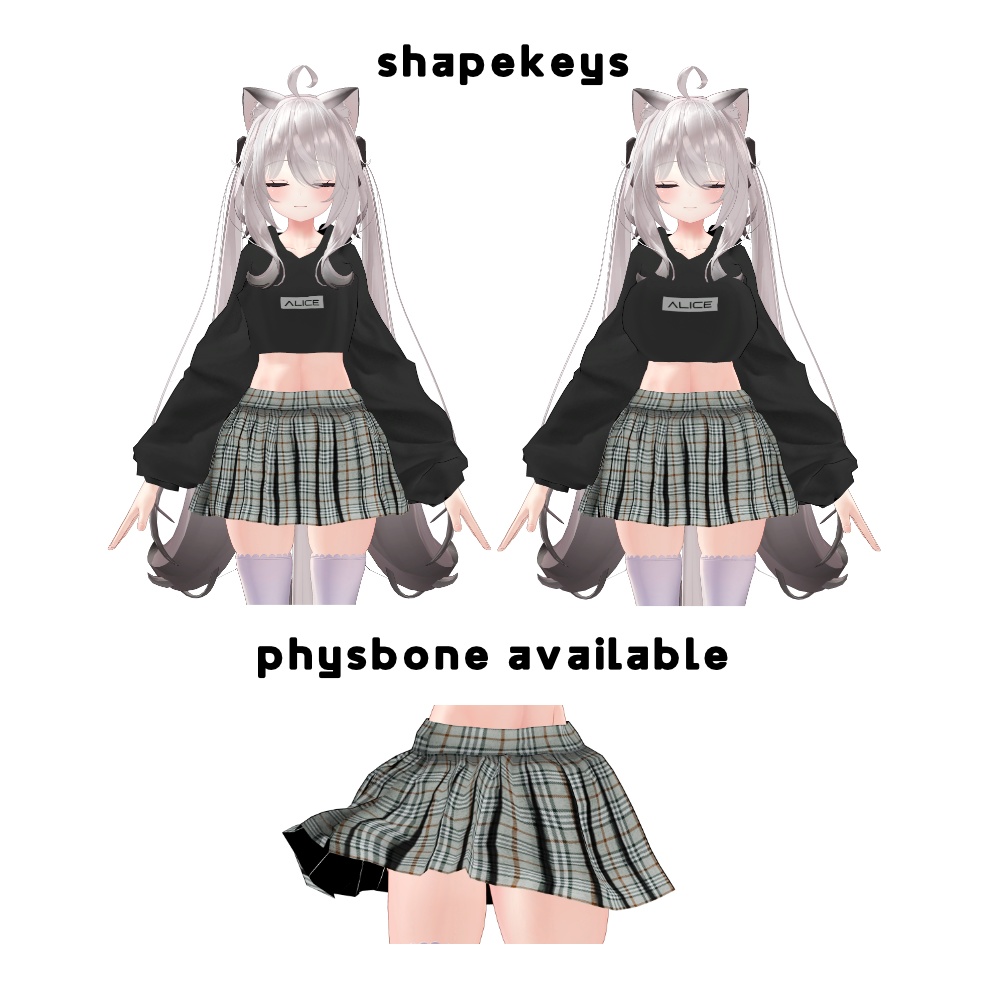 【VRChat PB対応】あまカジ パーカースカート【舞夜向け衣装】