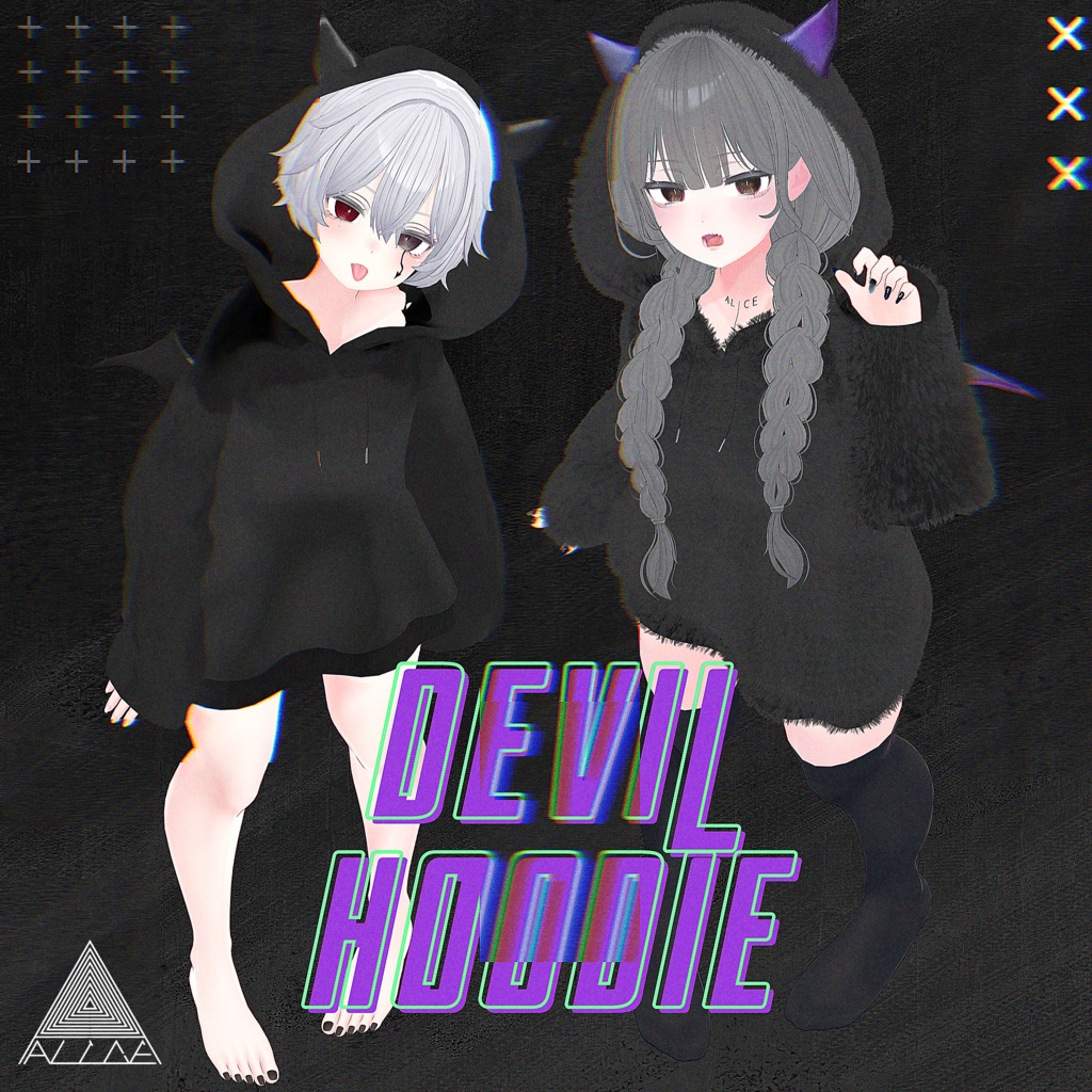 【3アバター対応】でびパーカー-Devil Hoodie-