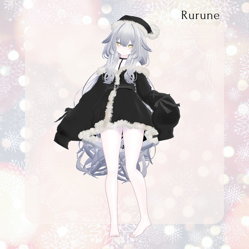 【9アバター対応】ウィンターベルベットワンピース -サンタ帽つき-【VRChat向け衣装モデル】