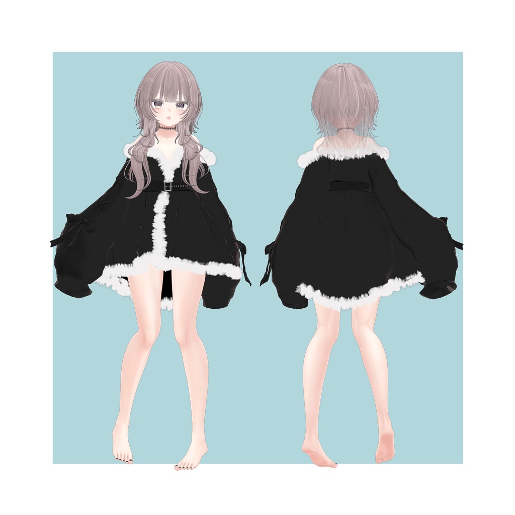 【9アバター対応】ウィンターベルベットワンピース -サンタ帽つき-【VRChat向け衣装モデル】
