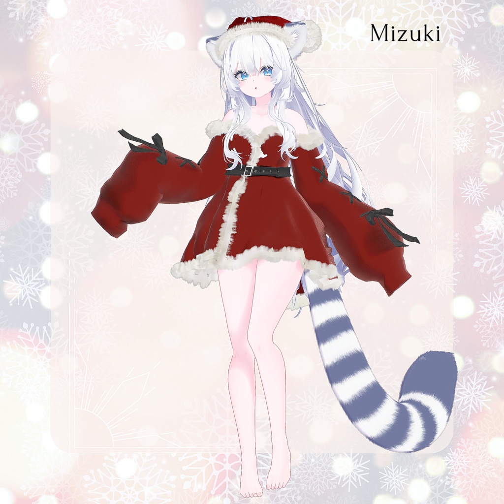 【9アバター対応】ウィンターベルベットワンピース -サンタ帽つき-【VRChat向け衣装モデル】