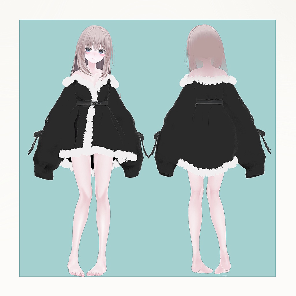 【9アバター対応】ウィンターベルベットワンピース -サンタ帽つき-【VRChat向け衣装モデル】