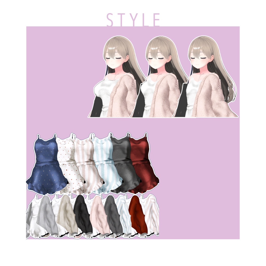 【VRChat】サテンそざいルームウェア【桔梗向け衣装】