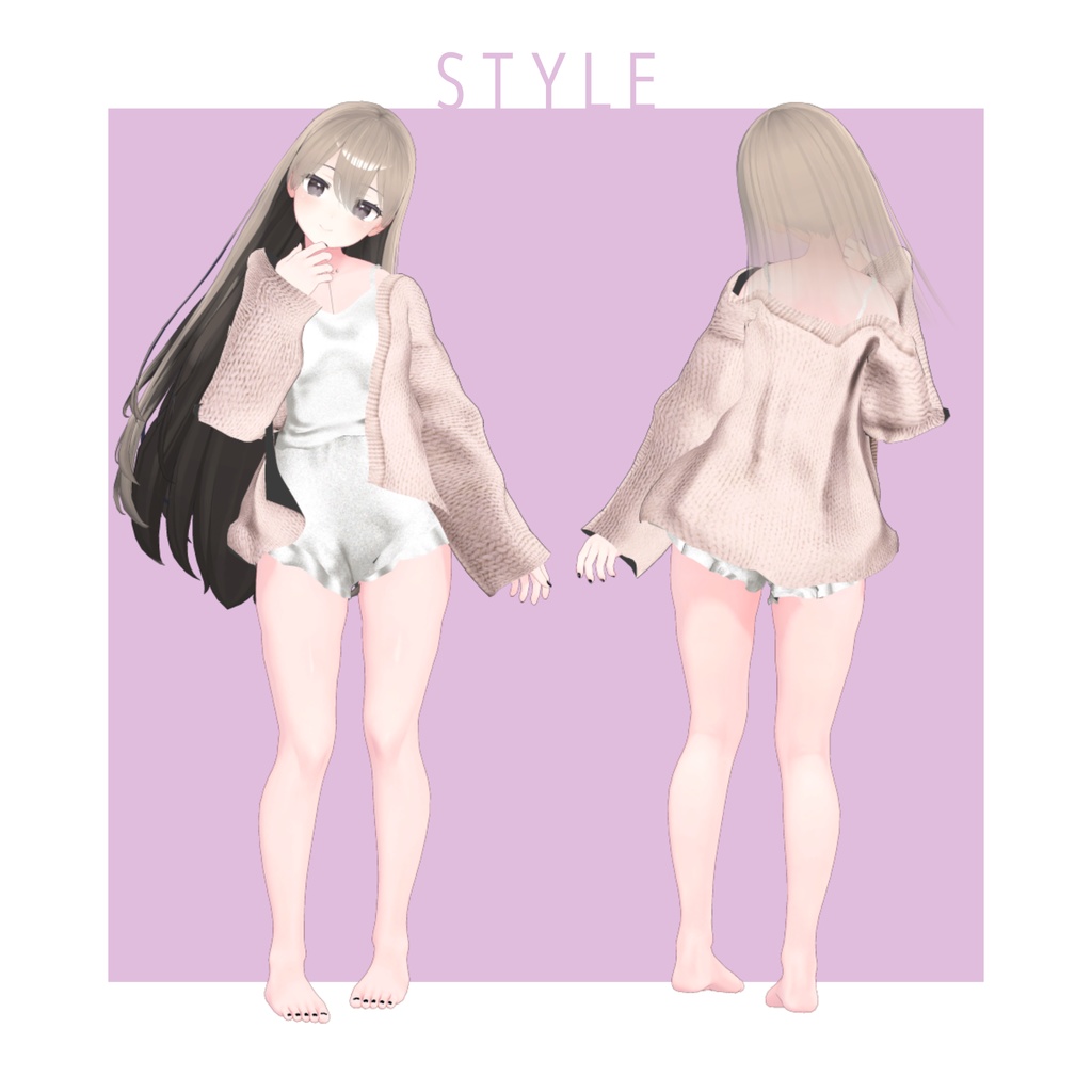 【VRChat】サテンそざいルームウェア【桔梗向け衣装】