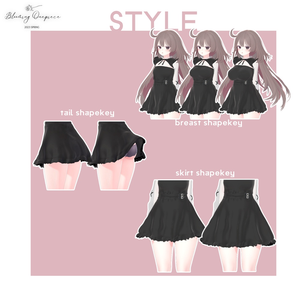 【8アバター対応】Blooming Onepiece【VRChat】