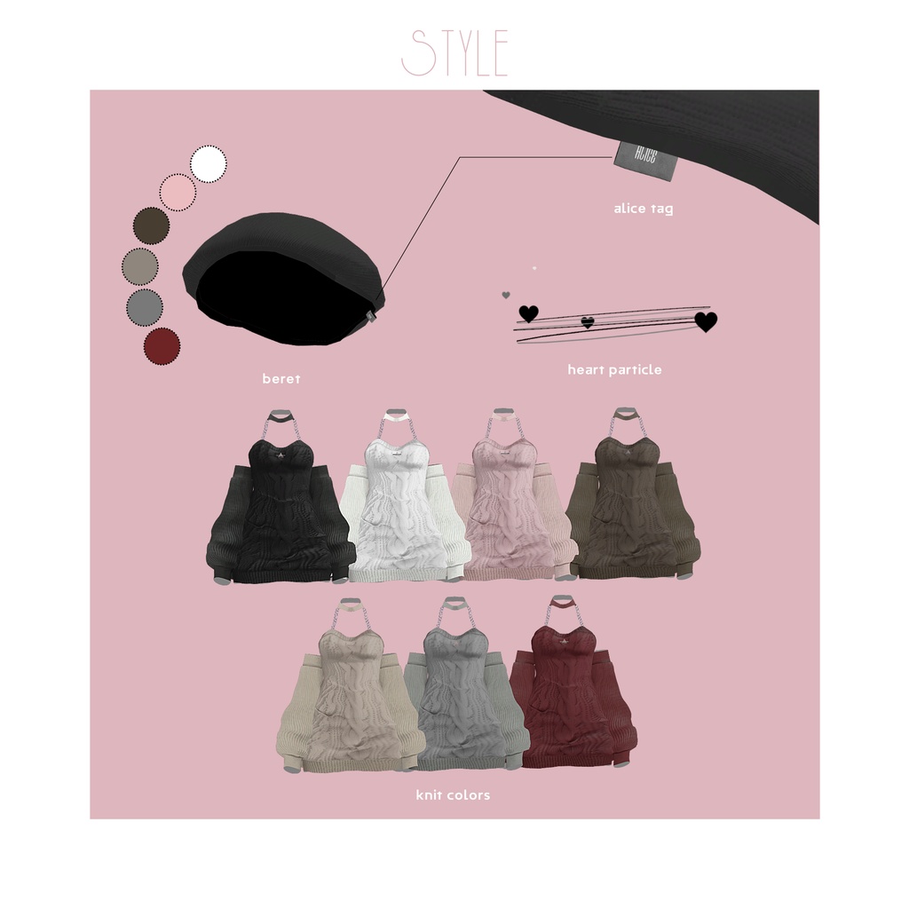 【VRChat】オフショルケーブルニットワンピース【シフォン・ライム向け衣装】