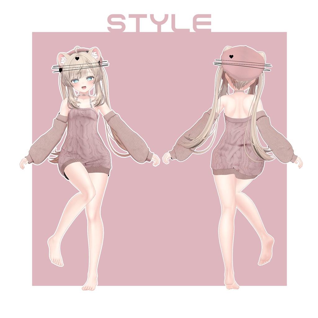 【17アバター対応】ケーブルニットワンピース【VRChat向け】