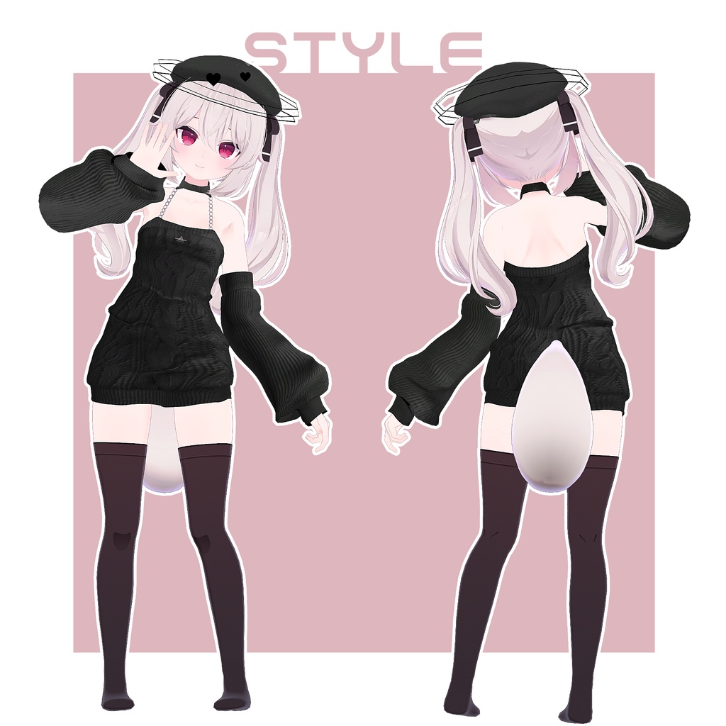 【17アバター対応】ケーブルニットワンピース【VRChat向け】