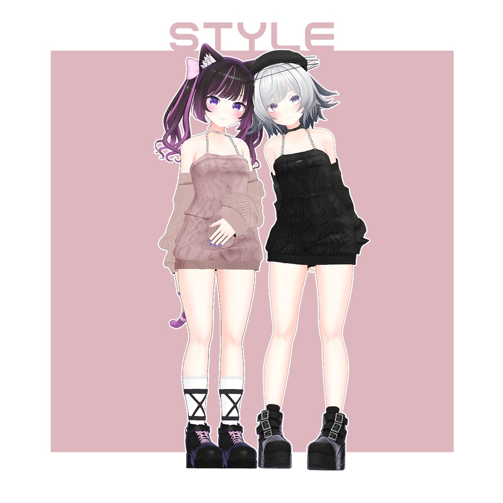 【17アバター対応】ケーブルニットワンピース【VRChat向け】