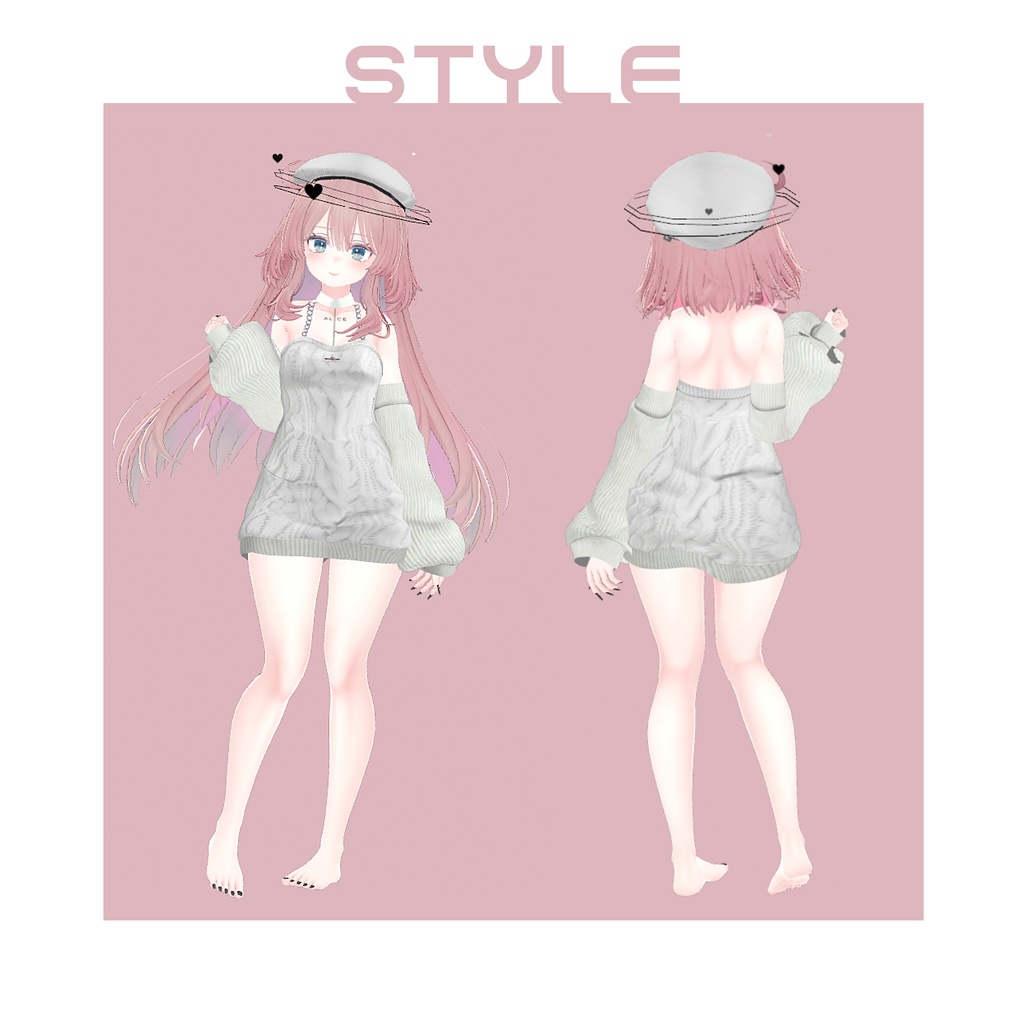 【17アバター対応】ケーブルニットワンピース【VRChat向け】