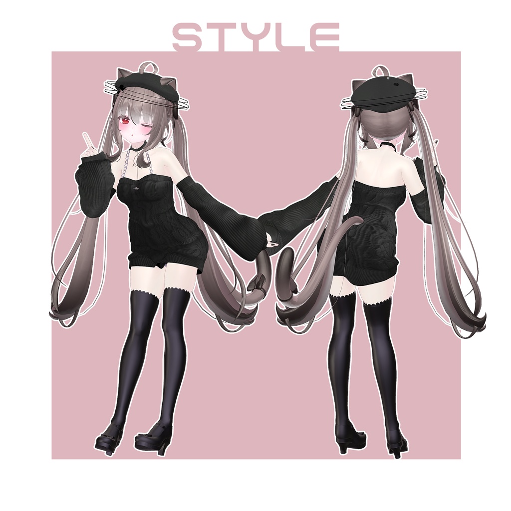 【17アバター対応】ケーブルニットワンピース【VRChat向け】