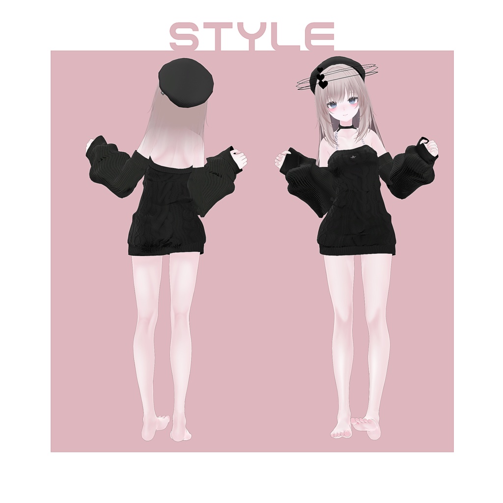 【17アバター対応】ケーブルニットワンピース【VRChat向け】