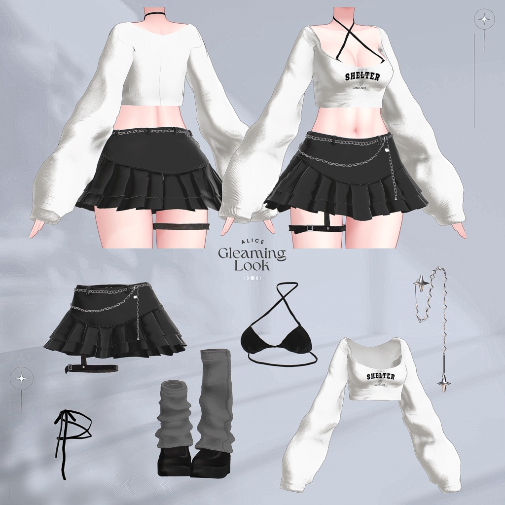 【7アバター対応】Gleaming Look【VRChat向け衣装モデル】