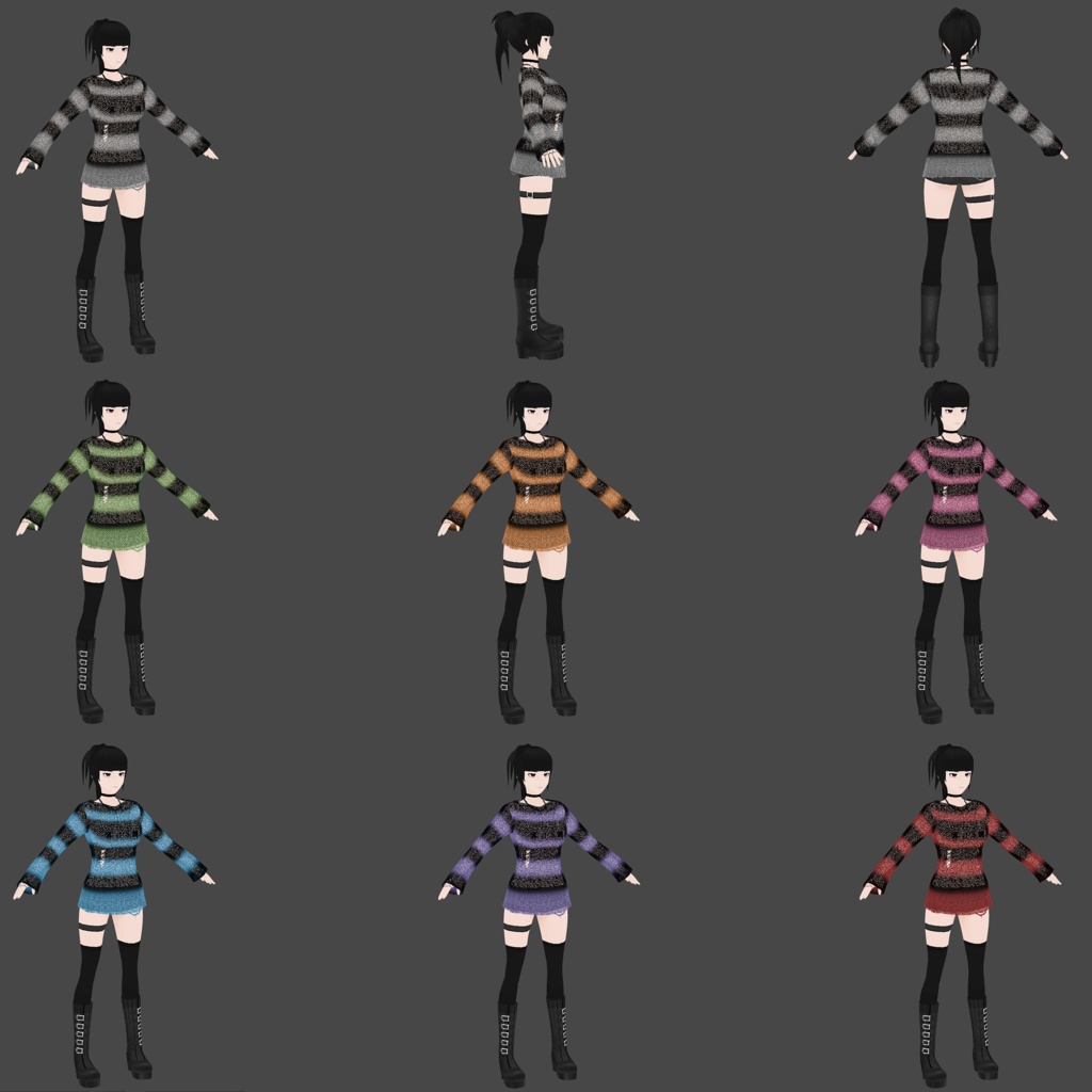 Vroid Knit Striped Sweater