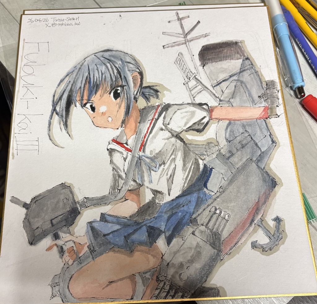【一点品】艦これ/吹雪改三護　描き下ろし色紙