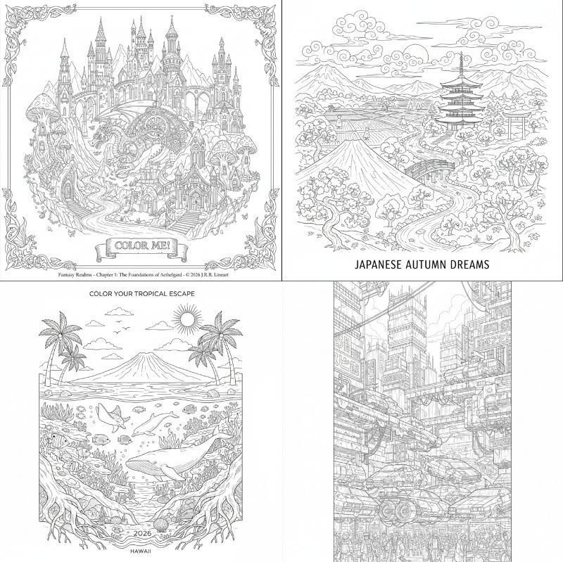 「全10枚」「印刷OK」ColoringBook_001　塗り絵