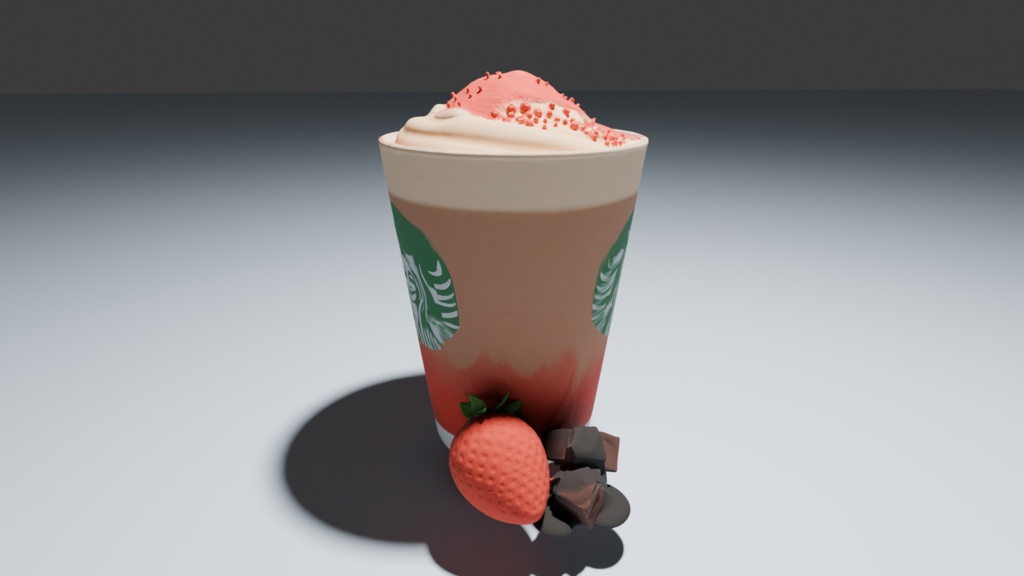 Cacao & Strawberry Mousse Frappuccino 3D Model | FBX