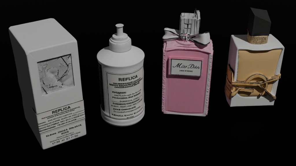 Luxury Perfume Collection 3D Model | Designer Fragrance Set | High-Poly FBX