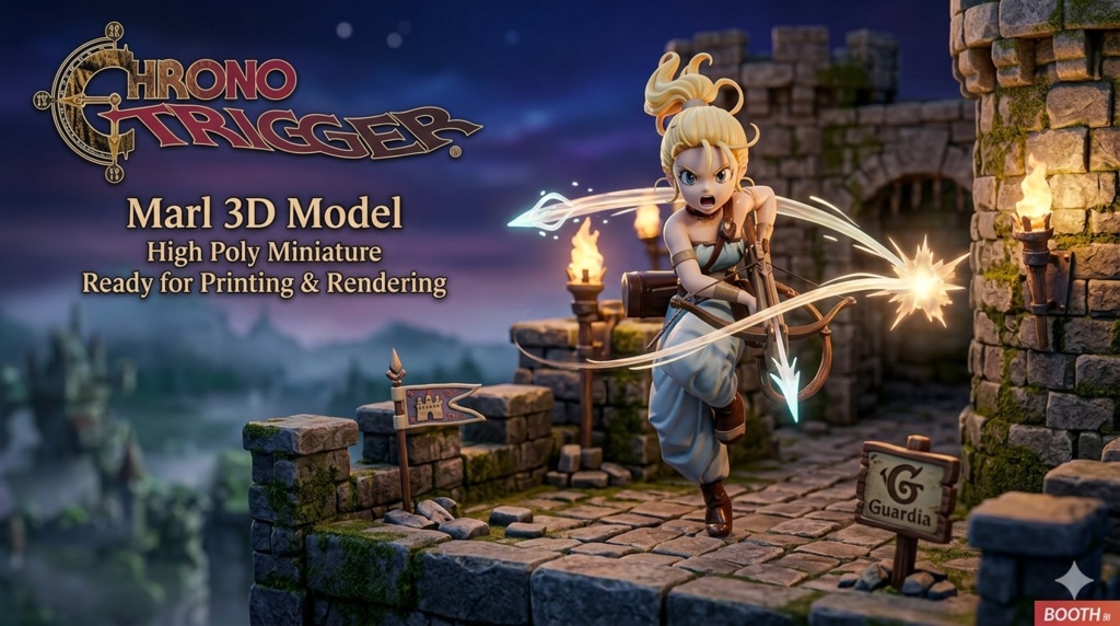クロノトリガー　マール　Marle Character 3D Model | Chrono Trigger Inspired | Princess with Crossbow | FBX