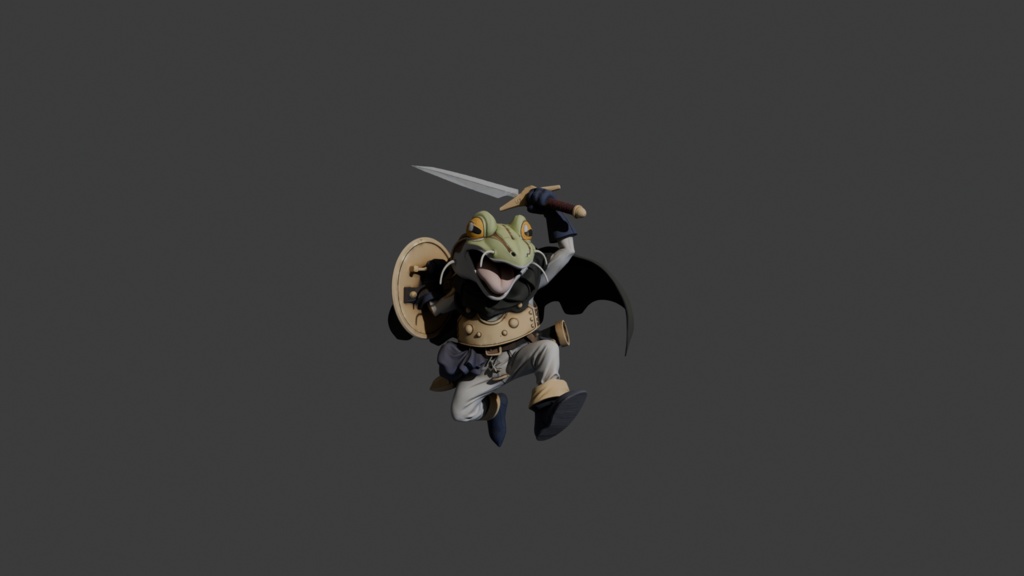 クロノトリガー かえる(勇者) Frog Knight Character 3D Model | Chrono Trigger Inspired | Heroic Warrior | FBX