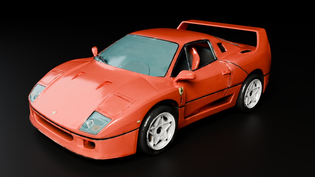 Ferrari F40 3D Model | Legendary Supercar | 1987-1992 | High-Detail FBX