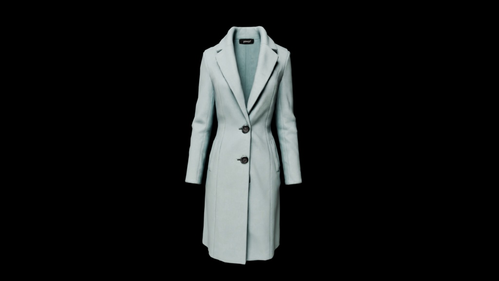 【VRChat】Elegant Women's Coat 3D Model | Light Blue Tailored Coat | FBX OBJ Unity Blender