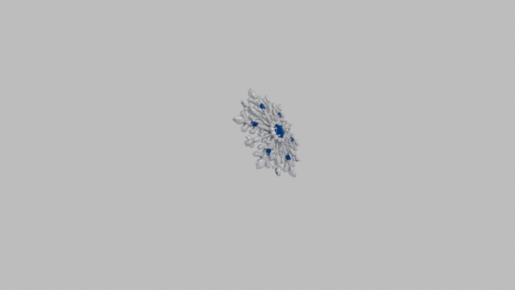 Snowflake Brooch 3D Model | Winter Jewelry | Silver Sapphire Diamond | High-Detail FBX
