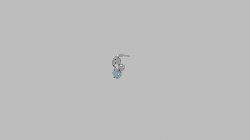 K10 White Gold Earrings 3D Model | Blue Topaz Diamond | High-Detail Jewelry FBX