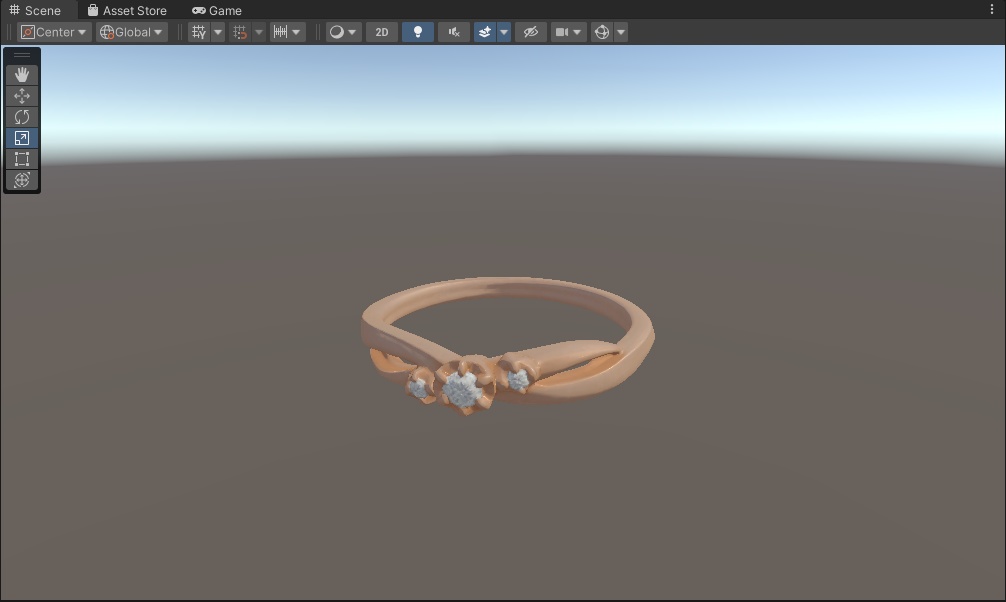 【高品質ジュエリー】K10ピンクゴールド ダイヤモンド トリロジーリング 3Dモデル【VRChat・VRM対応】