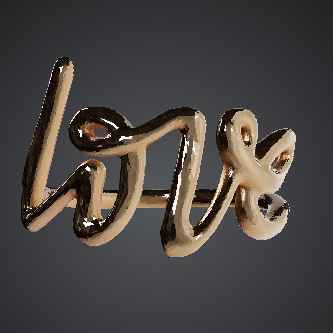 【プレゼントに最適】"Love" 筆記体レタリングリング 3Dモデル【VRChat・ゲーム対応】