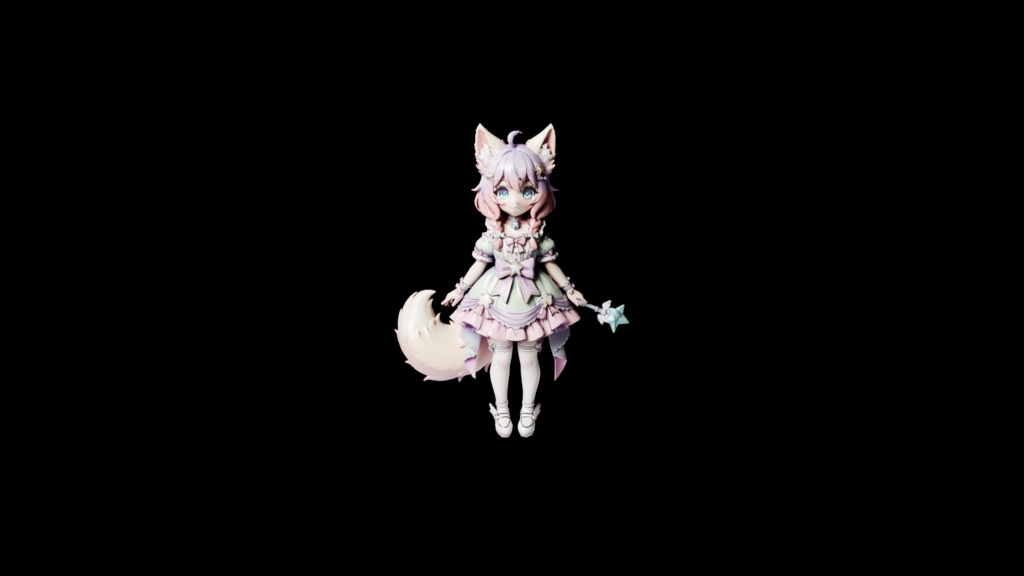 【期間限定価格】【可愛い】パステル獣耳少女 3Dアバター リギング済み【VRChat・VRM対応】