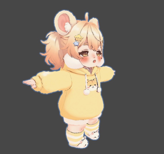 パーカー ケモミミ少女 3Dアバター リギング済み【VRChat・VRM】