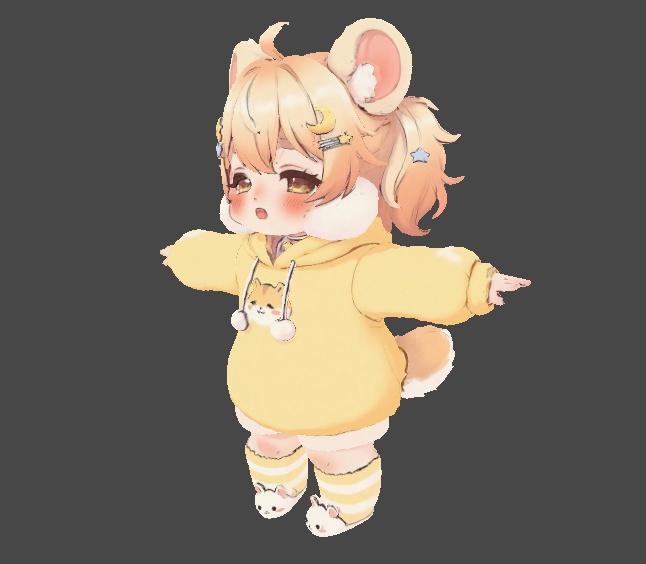 パーカー ケモミミ少女 3Dアバター リギング済み【VRChat・VRM】