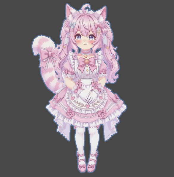 【甘ロリ系】ピンクメイド ケモミミ少女 3Dアバター リギング済み【VRChat・VRM】