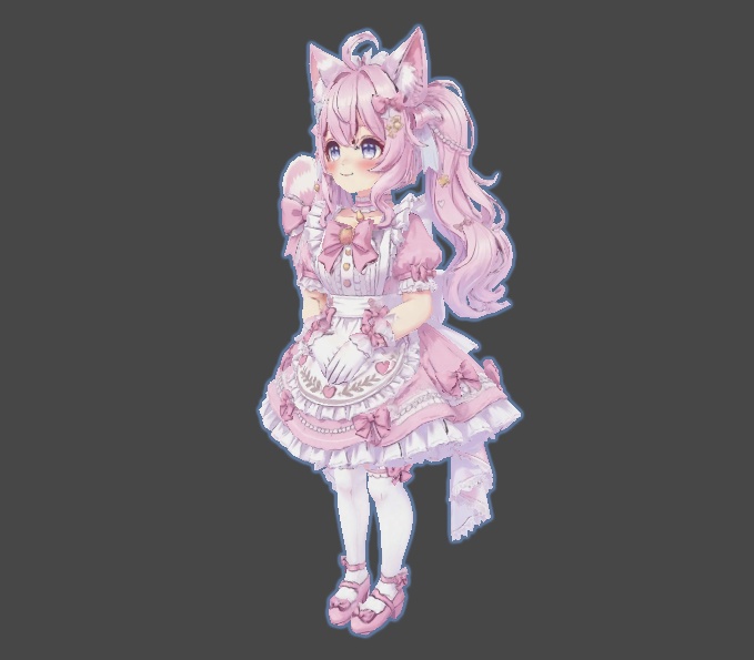 【甘ロリ系】ピンクメイド ケモミミ少女 3Dアバター リギング済み【VRChat・VRM】
