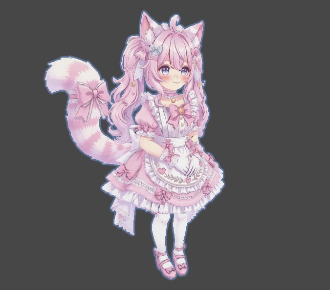 【甘ロリ系】ピンクメイド ケモミミ少女 3Dアバター リギング済み【VRChat・VRM】