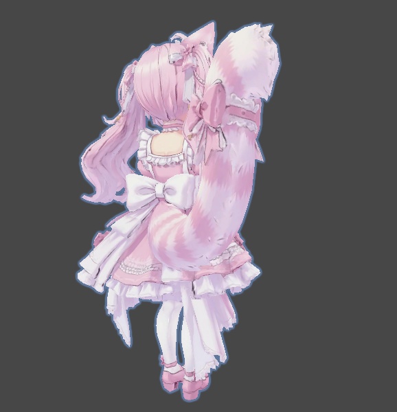 【甘ロリ系】ピンクメイド ケモミミ少女 3Dアバター リギング済み【VRChat・VRM】