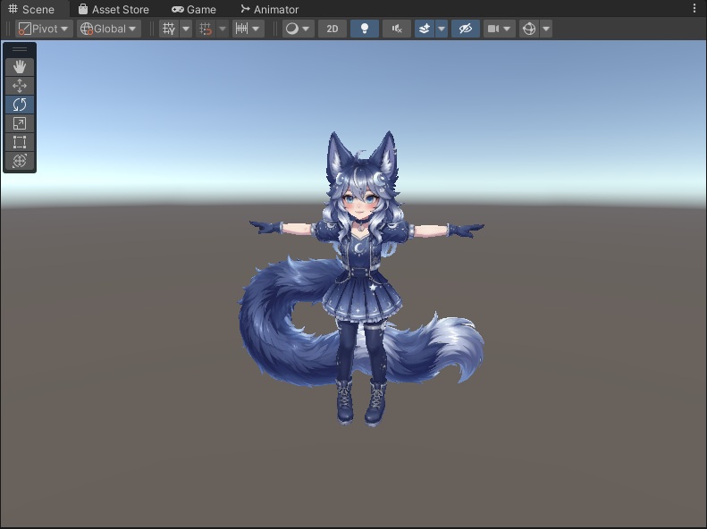 【星と月】星月夜ケモミミ少女 3Dアバター リギング済み【VRChat・VRM対応】