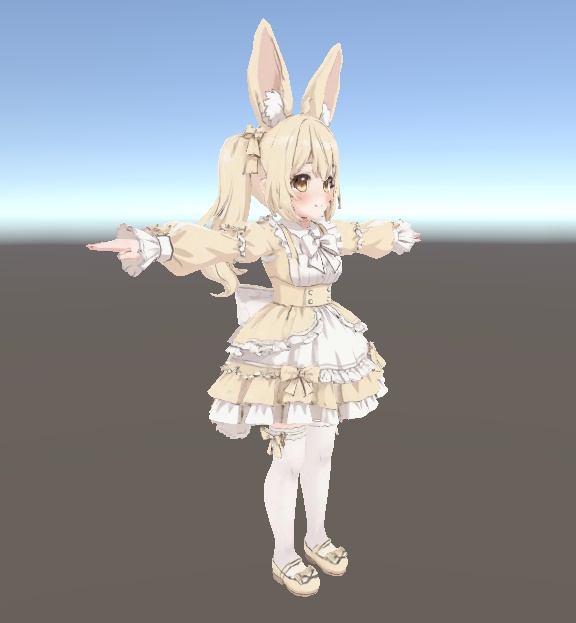 【甘系】クリームうさぎメイド少女 3Dアバター リギング済み【VRChat・VRM対応】