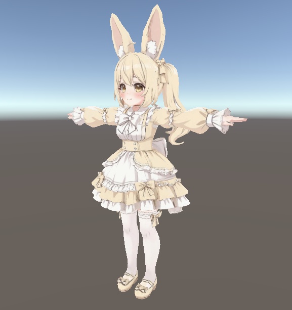 【甘系】クリームうさぎメイド少女 3Dアバター リギング済み【VRChat・VRM対応】
