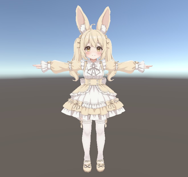 【甘系】クリームうさぎメイド少女 3Dアバター リギング済み【VRChat・VRM対応】