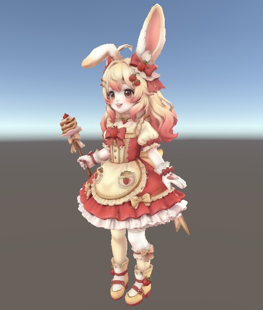 【甘くて可愛い】ピンクうさぎドレス少女 3Dアバター リギング済み【VRChat・VRM対応】
