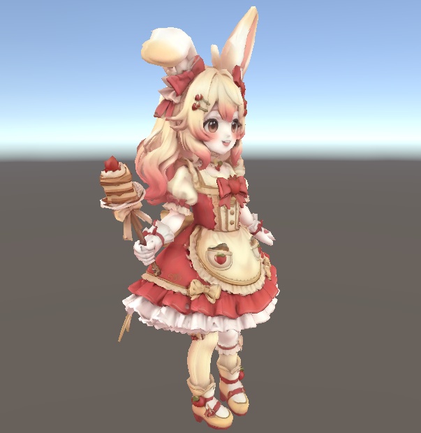 【甘くて可愛い】ピンクうさぎドレス少女 3Dアバター リギング済み【VRChat・VRM対応】