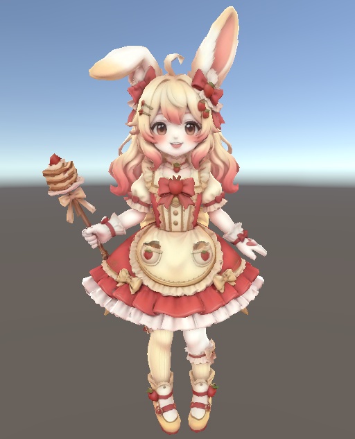 【甘くて可愛い】ピンクうさぎドレス少女 3Dアバター リギング済み【VRChat・VRM対応】